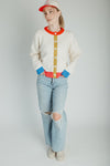 The Kersti Color Block Cardigan in Cream