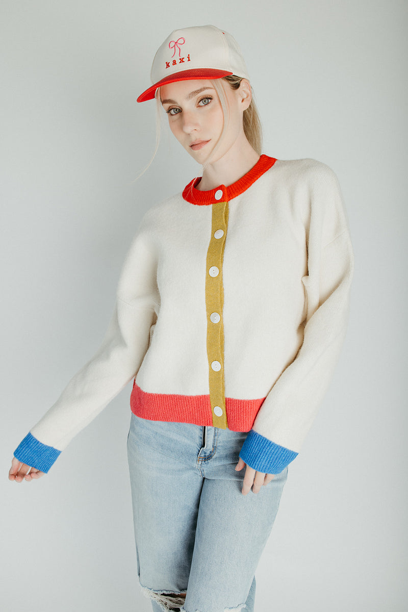 The Kersti Color Block Cardigan in Cream