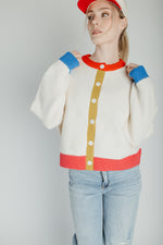 The Kersti Color Block Cardigan in Cream