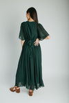 The Megan Swiss Dot Maxi Dress in Evergreen