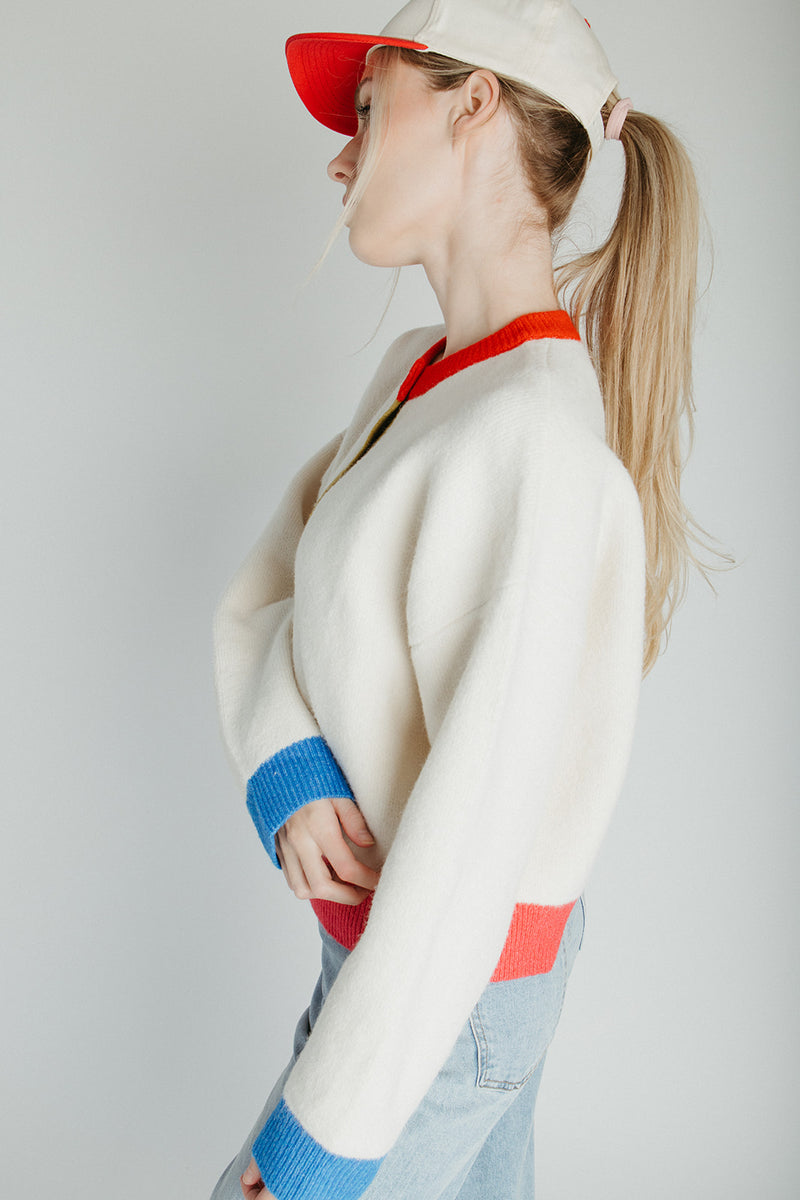 The Kersti Color Block Cardigan in Cream