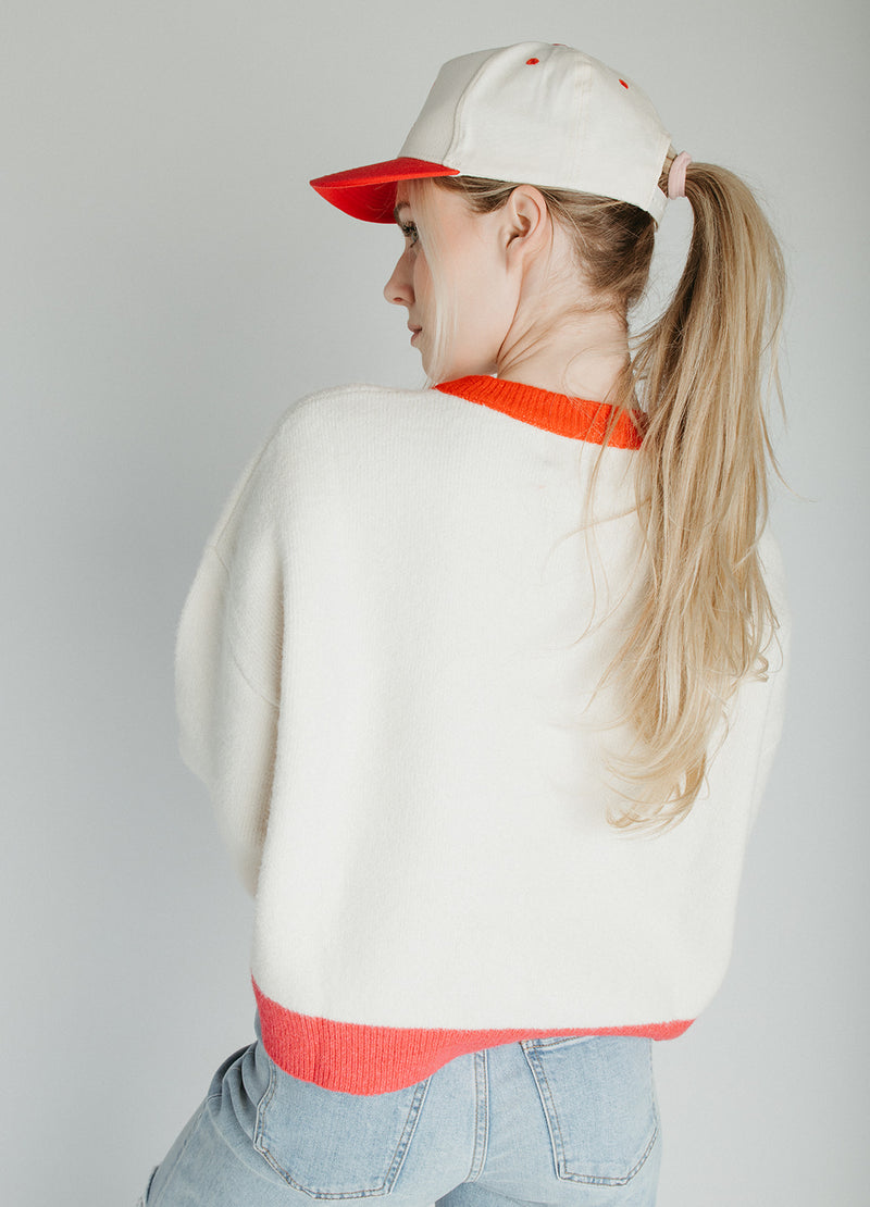 The Kersti Color Block Cardigan in Cream