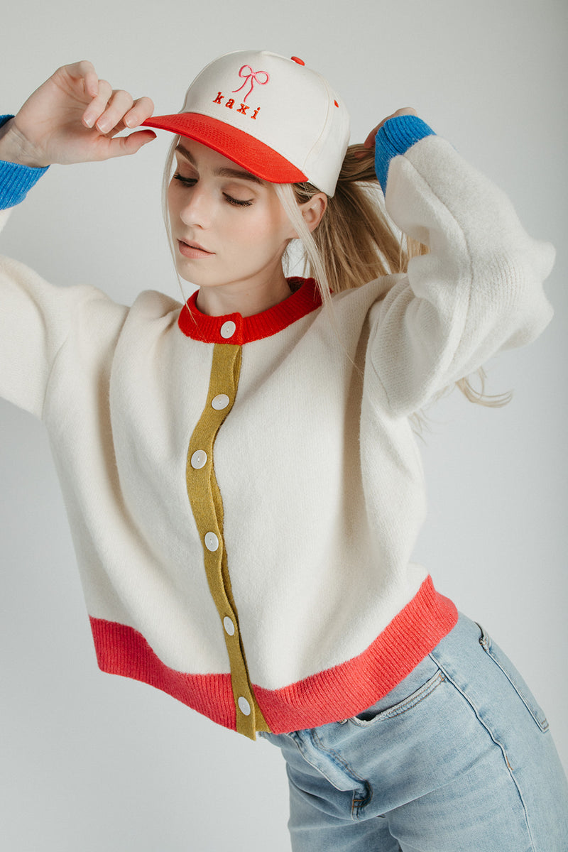 The Kersti Color Block Cardigan in Cream