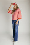 The Betsy Lace Trim Blouse in Red Stripe