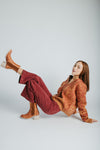 The Addi Wide Leg Crop Jean in Burgundy