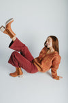 The Addi Wide Leg Crop Jean in Burgundy