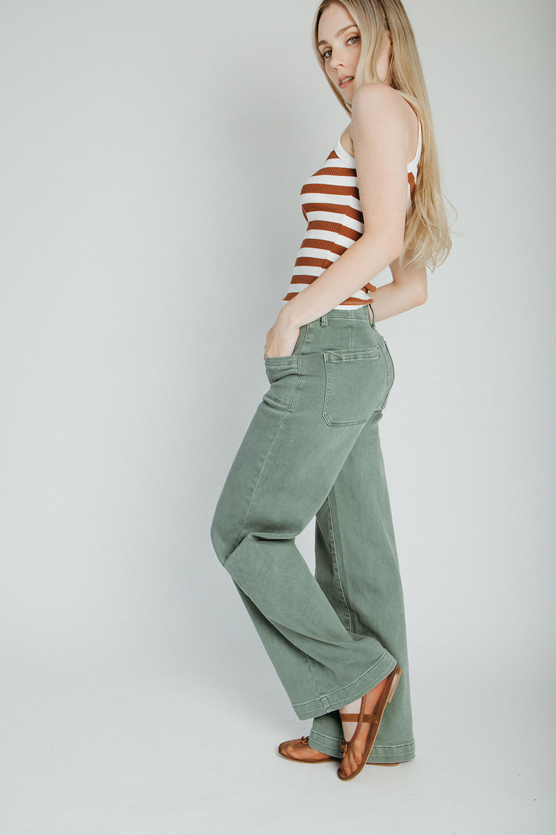 The Jenny Wide Leg Jean in Forest (PRE-ORDER: SHIPS MID SEPTEMBER)