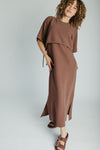 The Andra Tie Detail Midi Dress in Brown