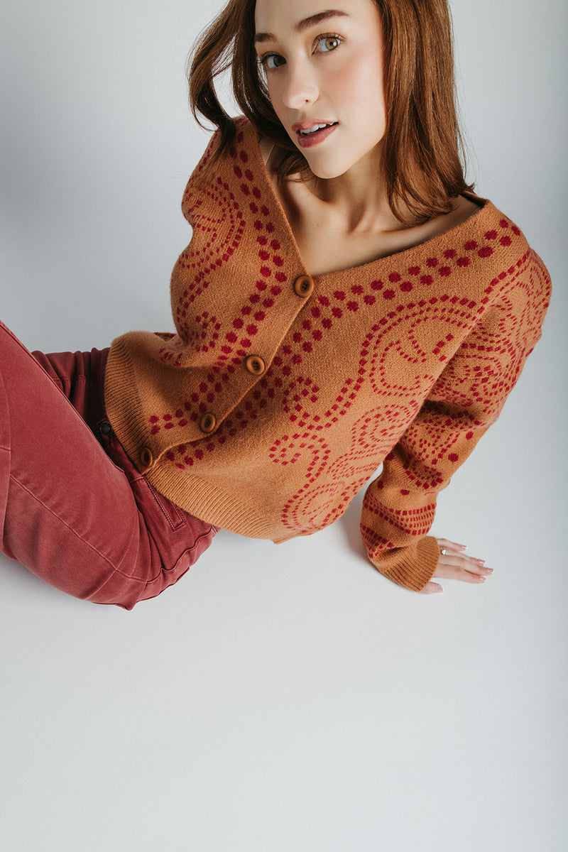 The Jepson Patterned Sweater in Ginger + Red