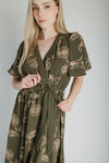The Tressa Embroidered Detail Midi Dress in Olive