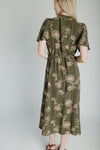 The Tressa Embroidered Detail Midi Dress in Olive