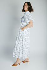 The Danika Bubble Sleeve Maxi Dress in Ivory Multi