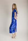 The Liviana Sequin Midi Dress in Cobalt Blue