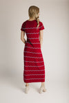 The Lorenz Striped Midi Sweater Dress in Burgundy