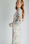 The Lizzy Bell Sleeve Maxi Dress in Light Pink Floral