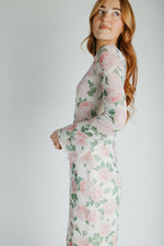The Lizzy Bell Sleeve Maxi Dress in Light Pink Floral