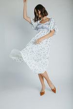 The Danika Bubble Sleeve Maxi Dress in Ivory Multi