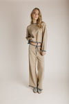 The Mirsky Ruffle Hem Pant in Mocha + Grey
