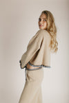 The Fellows Ruffle Hem Sweater in Mocha + Grey