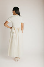 The Bramwell Knit Bodice Midi Dress in Cream