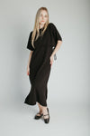 The Andra Tie Detail Midi Dress in Black