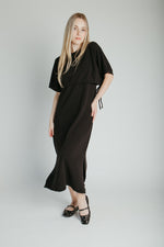 The Andra Tie Detail Midi Dress in Black