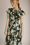The Sinclair Floral Midi Dress in Black Multi