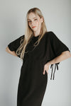 The Andra Tie Detail Midi Dress in Black