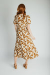 The Nicolette Floral Tiered Midi Dress in Brown Multi