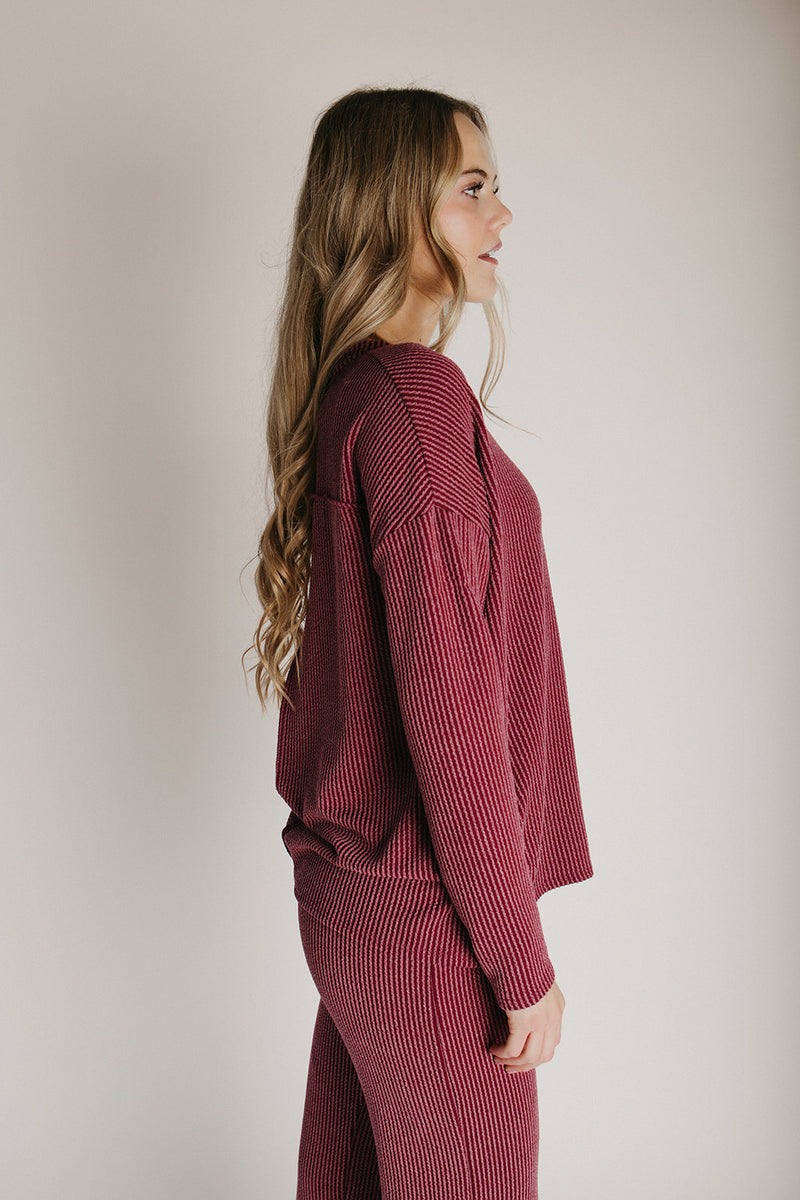 The Denniston Ribbed Knit Set in Wine