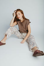 The Mindy Button-Up Vest in Toffee