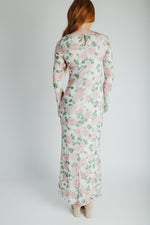 The Lizzy Bell Sleeve Maxi Dress in Light Pink Floral