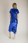 The Liviana Sequin Midi Dress in Cobalt Blue