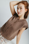 The Mindy Button-Up Vest in Toffee