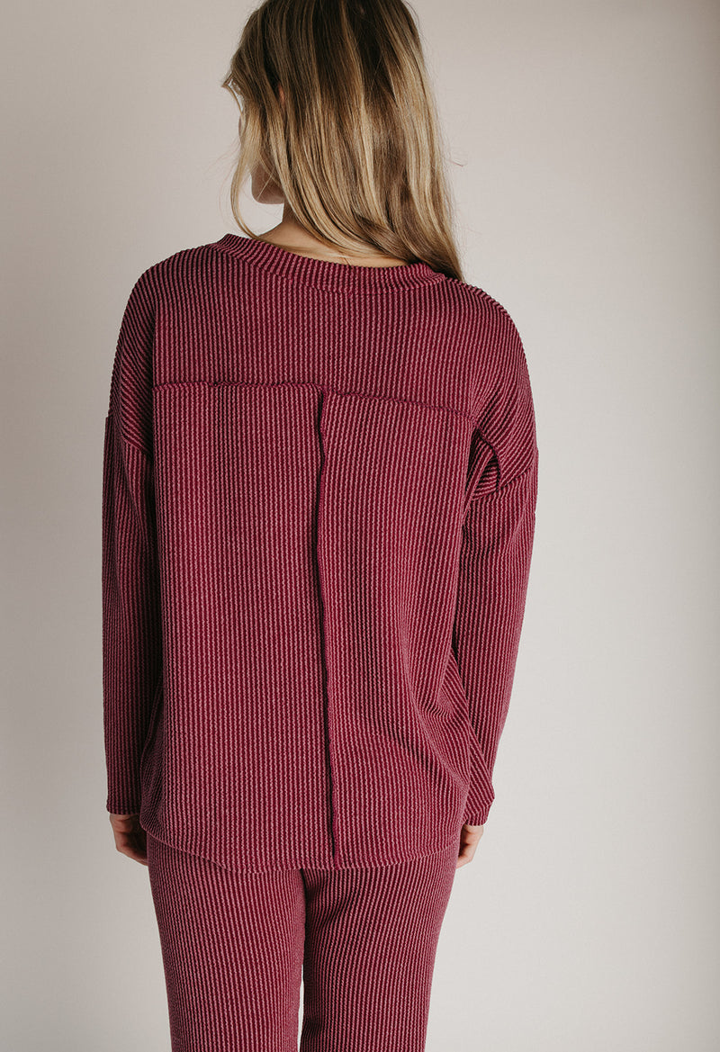 The Denniston Ribbed Knit Set in Wine