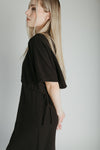 The Andra Tie Detail Midi Dress in Black