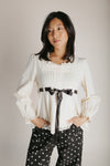 The Clancey Tie Blouse in Ivory + Black