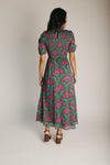 The Kristin Floral Smocked Maxi Dress in Kelly Green + Pink
