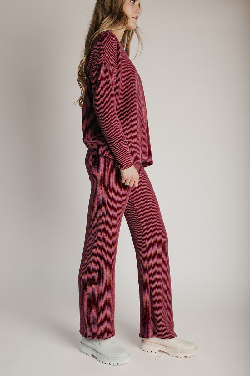 The Denniston Ribbed Knit Set in Wine