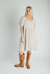 The Adley Knit Midi Dress in Sand
