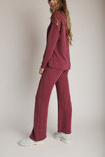 The Denniston Ribbed Knit Set in Wine