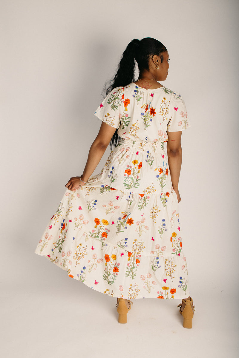 maxi dress combo The Livvy Floral Maxi Dress in Ivory Combo Meidum