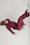 The Denniston Ribbed Knit Set in Wine