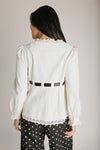 The Clancey Tie Blouse in Ivory + Black