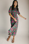 The Kristin Floral Smocked Maxi Dress in Kelly Green + Pink