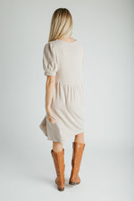 The Adley Knit Midi Dress in Sand