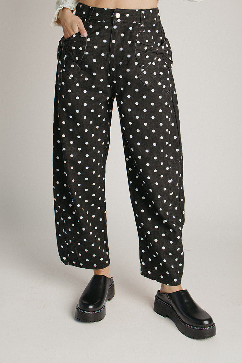 The Clausen Polka Dot Pant in Black Combo