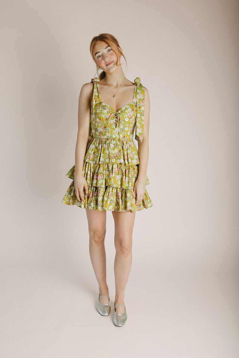 The Wynn Floral Mini Dress in Kiwi
