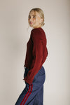 The Tomberlin Cable Knit Cardigan in Maroon