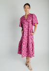 The Garcia Jacquard Floral Midi Dress in Magenta